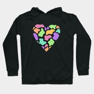 Cow Print Rainbow Heart Design Hoodie